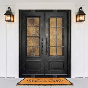 Modern Anti-Theft Double Layer Tempered Glass Front Entry Doors French Style