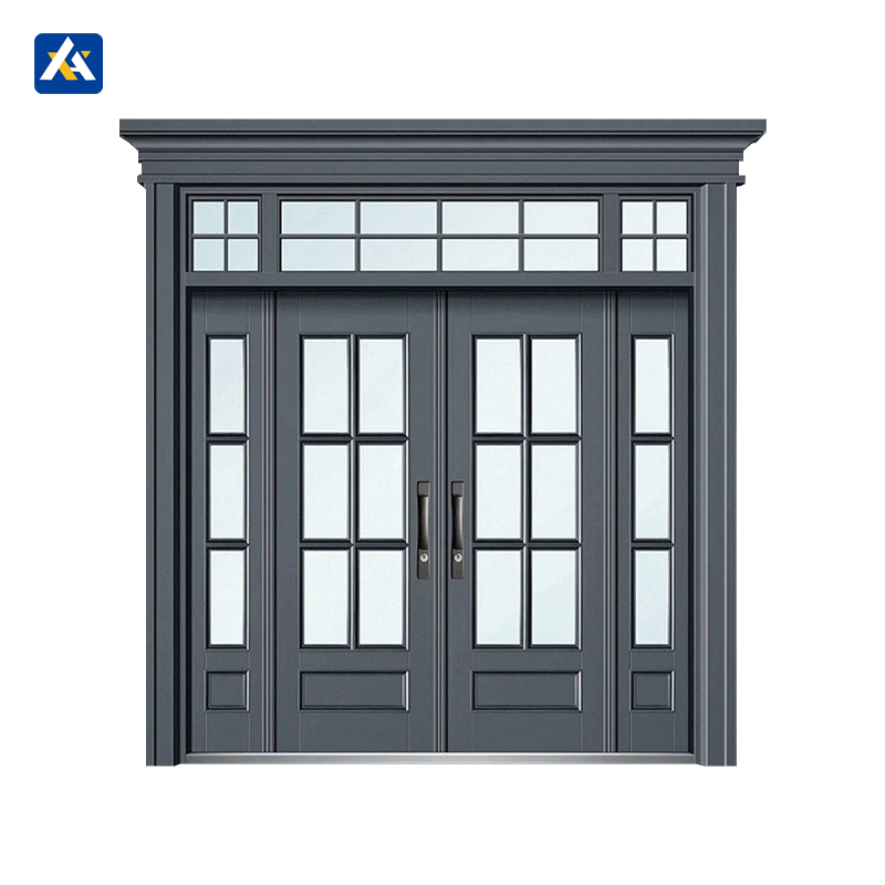 Modern Burglarproof Residential Aluminum Entry Exterior Entrance Doors Security Front Double Pivot Doors With Glass for Home