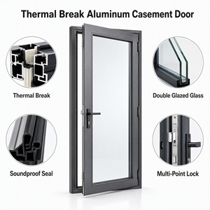 Thermal Break Aluminum Double Glazed French Door