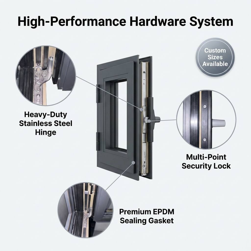 Wholesale Modern Aluminum Frame Double Glazed Swing Casement Windows Tempered Glass Windproof Design Custom Sizes Home Use