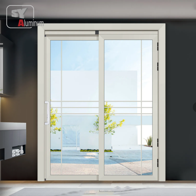 Two Track Two Panel Aluminum PD/PT Door Double-leaf Folding Swing Door Modern Outdoor Exterior Front Entry Slide Door