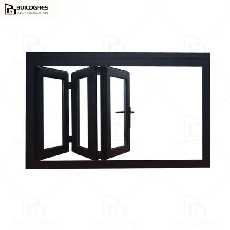 Buildgres Modern Design Aluminium Stacking Folding WindowsThermal Insulation Soundproof Features Large Opening Bifold Glass Door