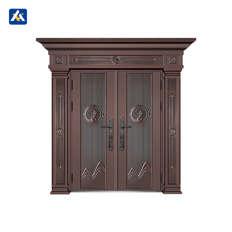 Modern Burglarproof Residential Aluminum Entry Exterior Entrance Doors Security Front Double Pivot Doors With Glass for Home