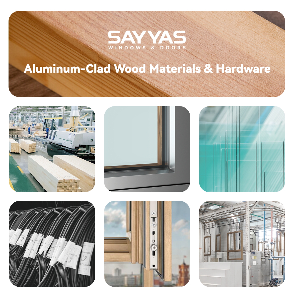 Sayyas Windows P120 Modern PHI Certified Energy Efficient Alu-Wood Composite Soundproof Heat Insulation Windows Kitchen Bathroom