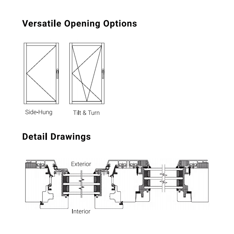 CHAMBROAD Aluminum Wood Composite Window Double Glazed Low-E Glass German Fittings Anti Hurricane CE Certified for Villa