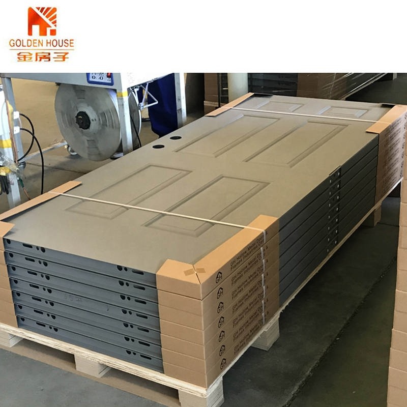 Wh Intertek 90 Mins Fireproof Steel and Glass Door 6 Panel Embossed Hollow Metal Fire Rated Commercial Hospital Modern Finished