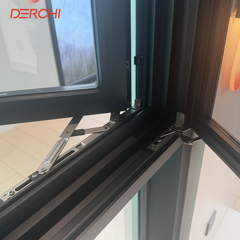 DERCHI Factory Direct Custom High Performance Dustproof Aluminum Casement Windows Hurricane Proof windows For Home
