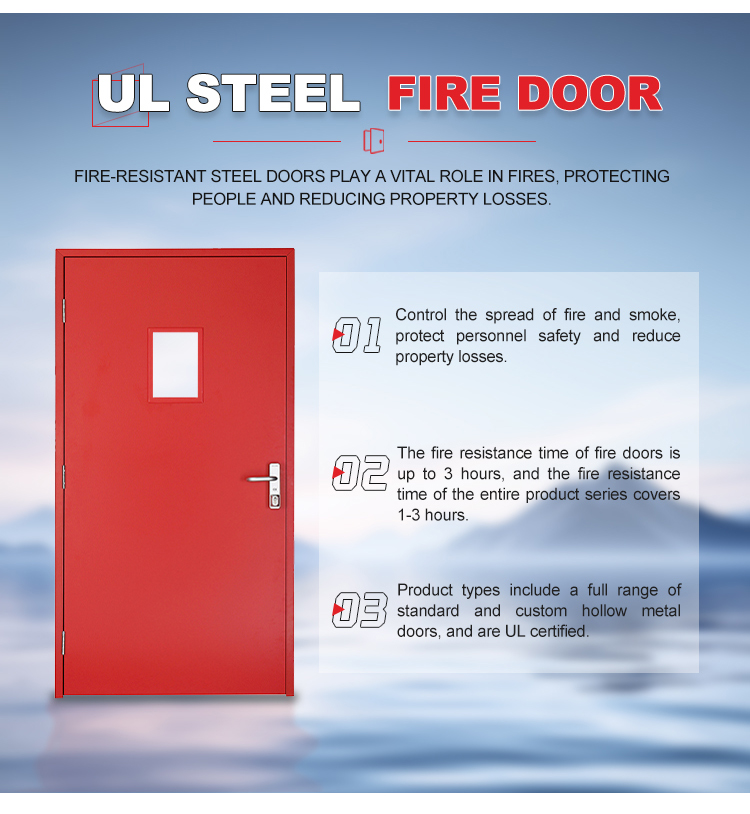 Custom Safety Entry Glass Fire Security Door Aluminum Modern Design Interior Use Fire Prevention Sound Insulation for Hotels