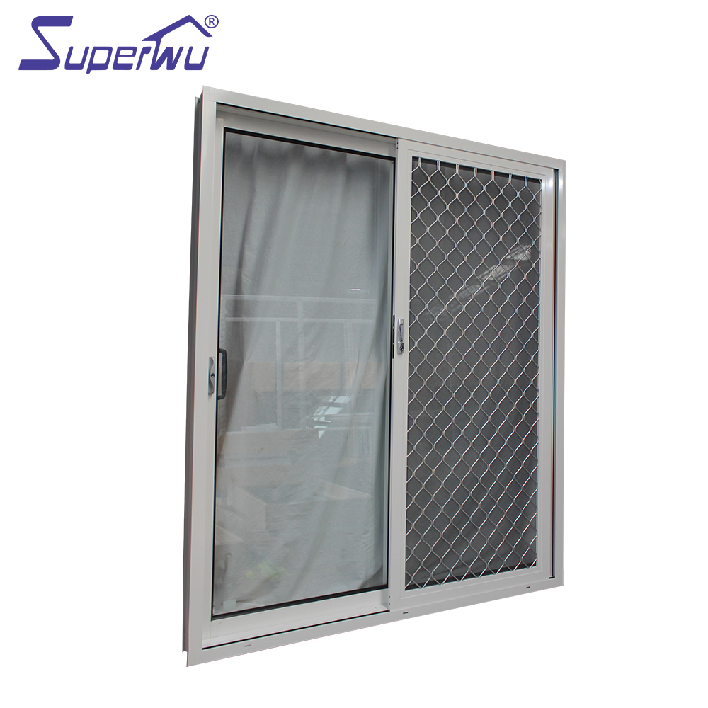 Australian Standard Aluminum White Frame Color Sliding Door Double Glazed With Security Fly Screen Best Price
