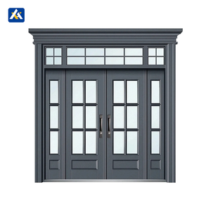 Modern Burglarproof Residential Aluminum Entry Exterior Entrance Doors Security Front Double Pivot Doors With Glass for Home