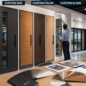 Aluminum Clad Wood Pivot Door Modern Main Entrance Door