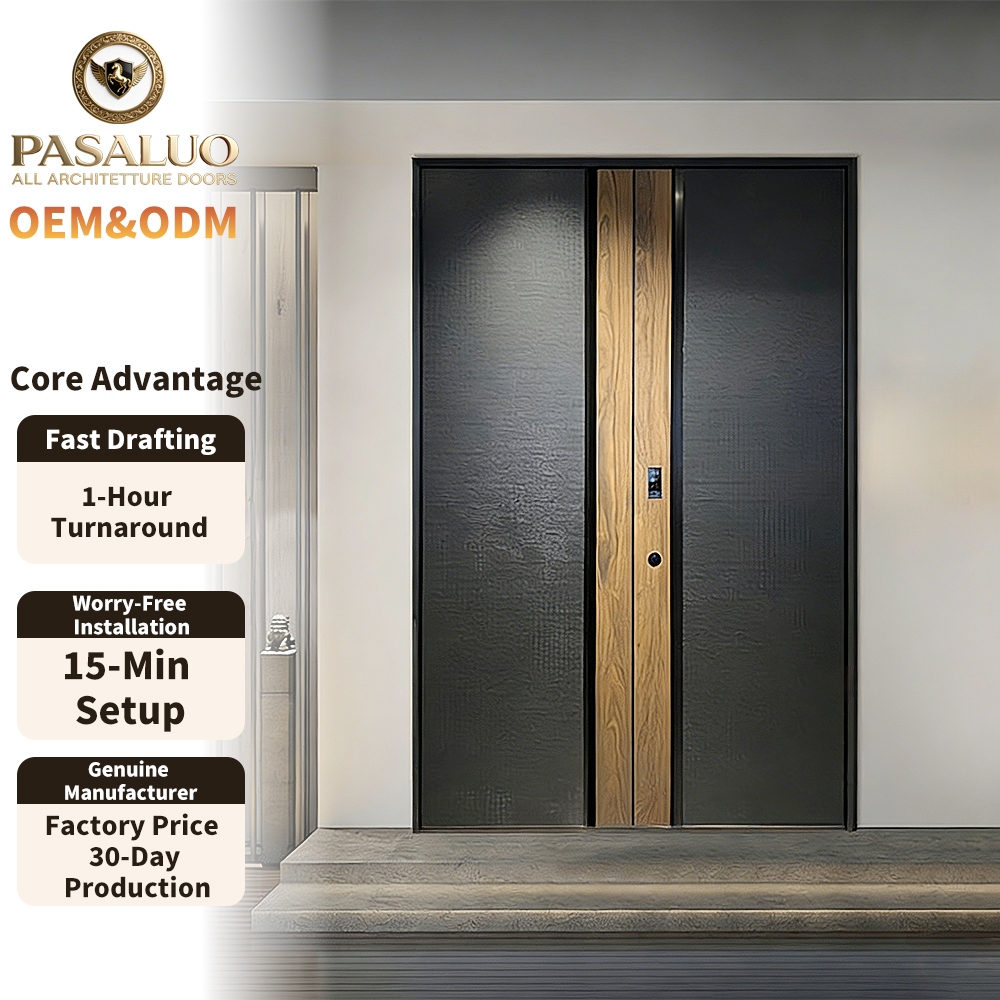 2026 OEM PSL Luxury Elegant Aluminum Clad Wood Home Villa Residential Entrance Security Front Entry Exterior Doors for Houses