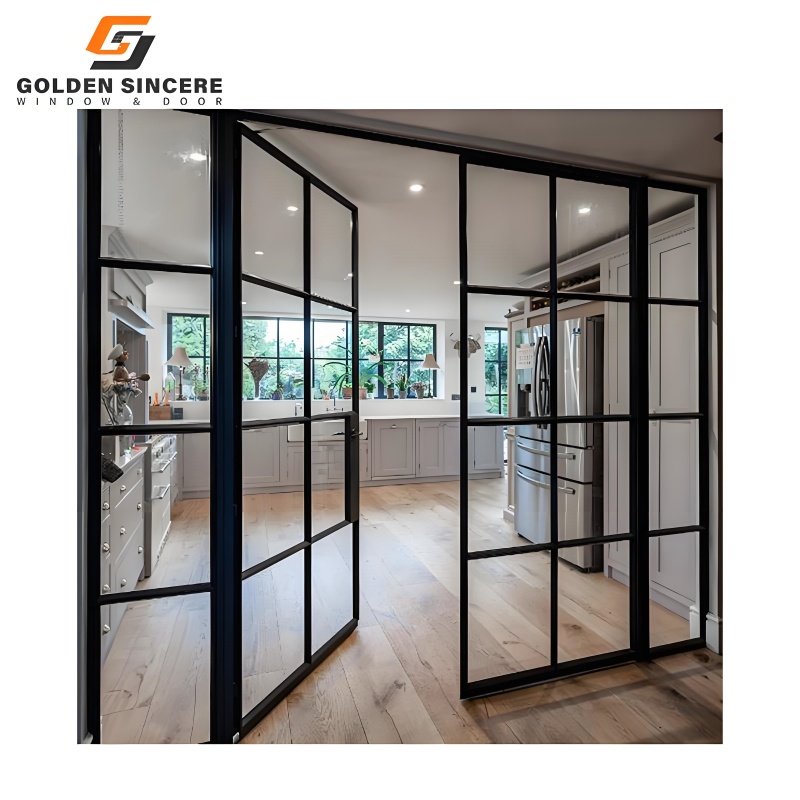 GS High Quality Single Glass Aluminum Swing Door for Office Use