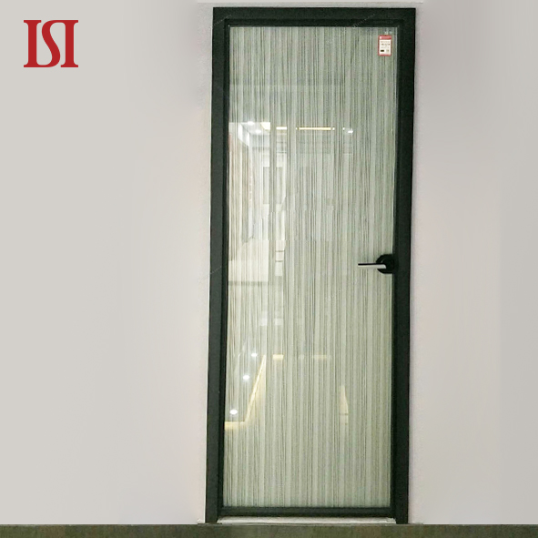 Top Brand Modern Simple Aluminum Swing Door Black Aluminum Frame High Quality Alloy Material for Bedroom Custom Minimalist