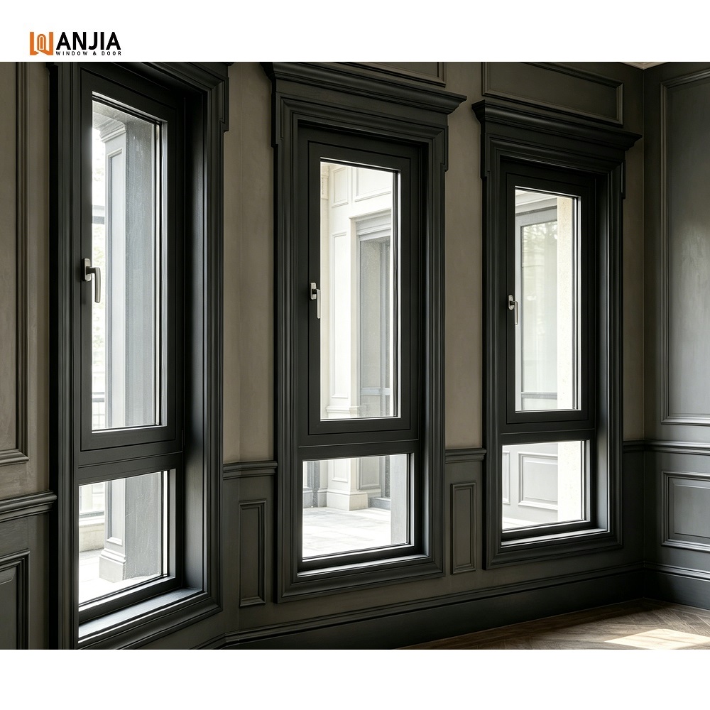 European Villa House Energy Efficient Windows Large Aluminum Profiles Casement Windows Custom Aluminum Casement Windows