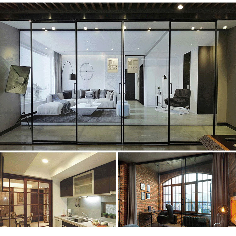 2023 New Automatic Maglev Magnetic Levitation Sliding Doors 3 Panel Slimline Doors Aluminium Narrow Slim Frame Sliding Door