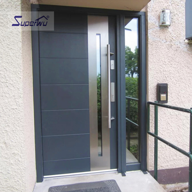 NFRC AS2047 Manual Finished Exterior Safety Impact Entry Doors With Double Glass Aluminium Frame For Bedroom And School