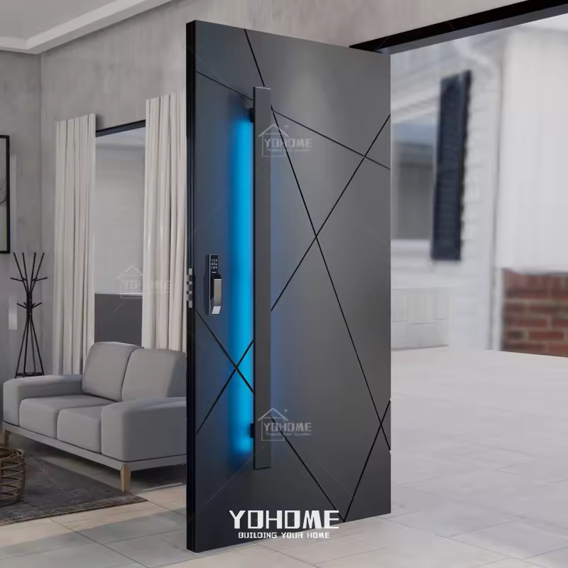 American Latest Design Home Residential Project Custom Modern Aluminum Entrance Door Front Entry Door Pivot Door with LED Light