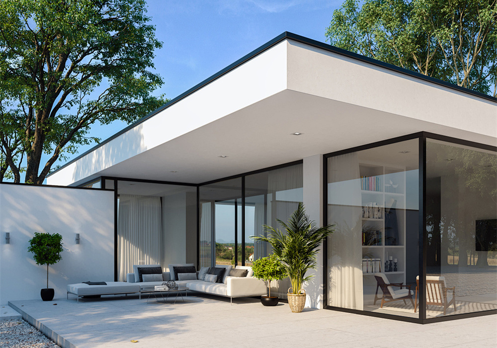 Resort Villa Ultra-Slim Aluminum Folding Door Project Rendering