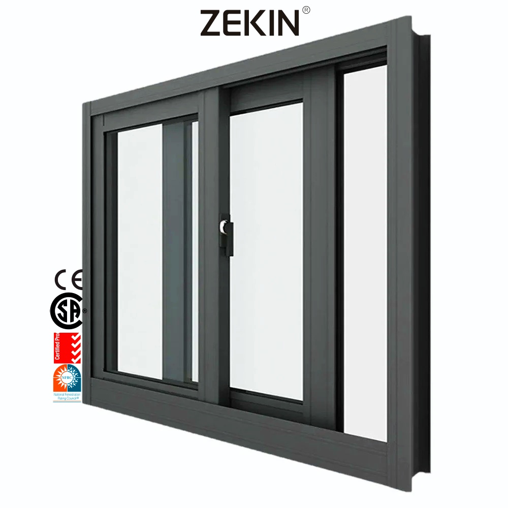 ZEKIN Modern Aluminium Laminated Glass Window Blackout Sound Absorbing Sliding Windows Steel Frame for Master Bedrooms Living