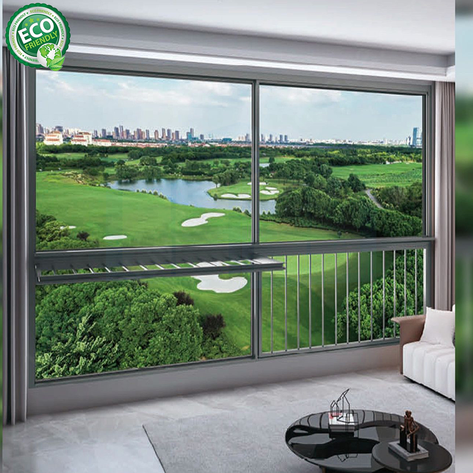 High Quality Aluminum Profile Fixed House Window Double Glass Design Large Sliding Windows for Porch