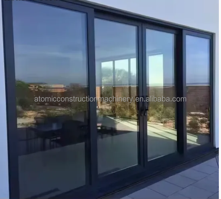Black Aluminum Double Glazed Low E Glass Soundproof Exterior Sliding Doors for Bedrooms Kitchens Living Room Warehouse Apartment