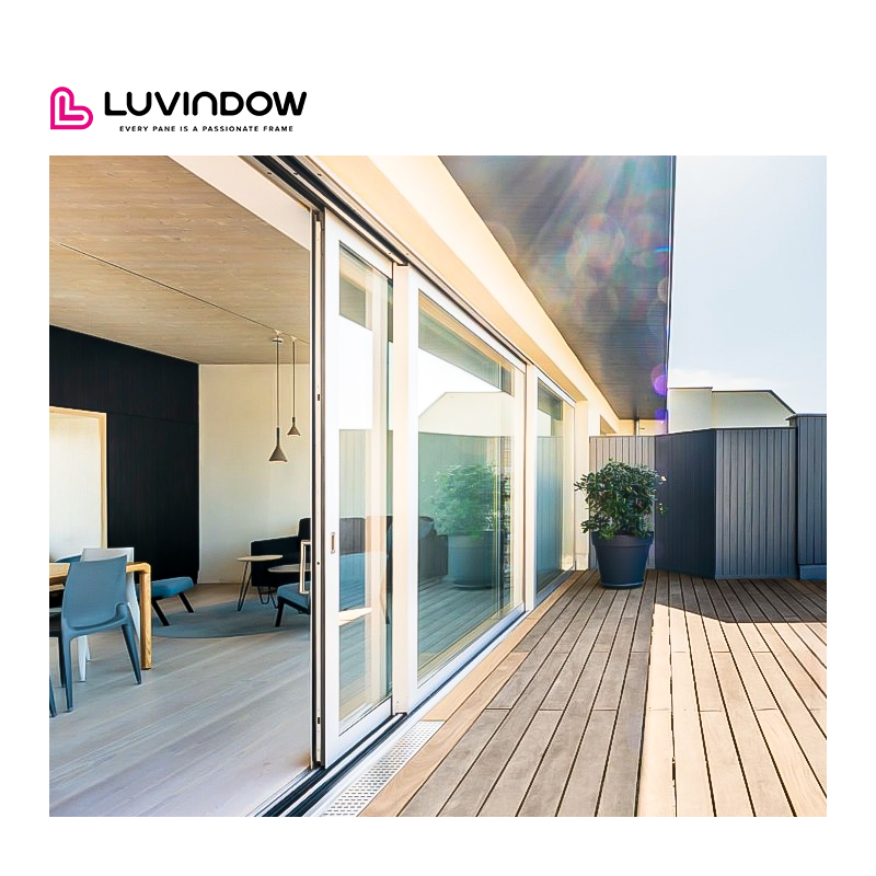 America Standard Super Large Sliding Glass Doors Aluminum Frame Triple Glass Stacking Lift Sliding Doors
