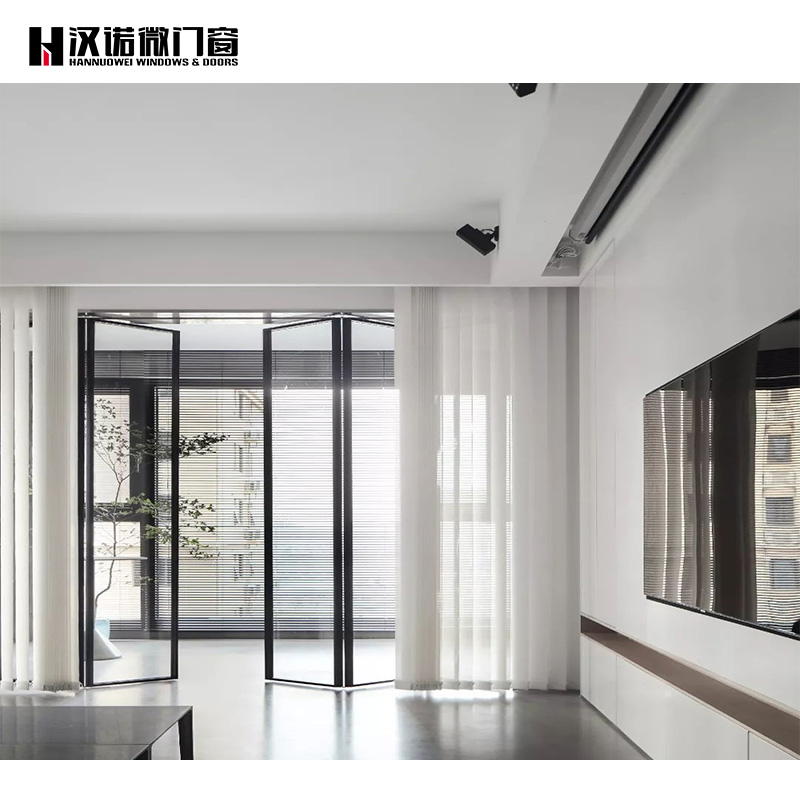 HANNOVER Crystal Folding Partition Door Fire Resistance Design Aluminum Folding Glass Door Accordion Doors Folding for Indoor