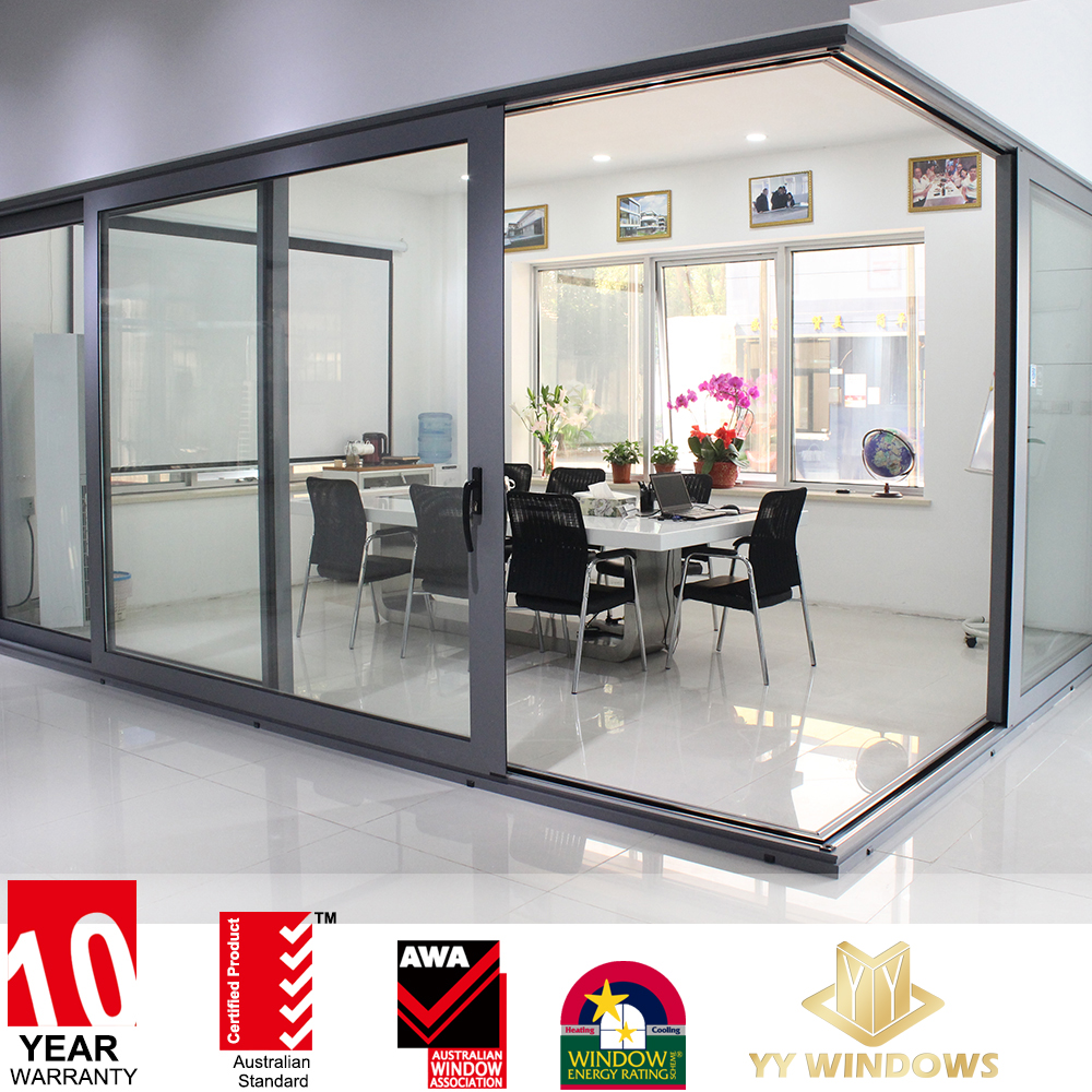 American Hurricane Windows Impact Door NFRC NOA Florida Code Aluminium Corner Lift and Slide Doors for Office