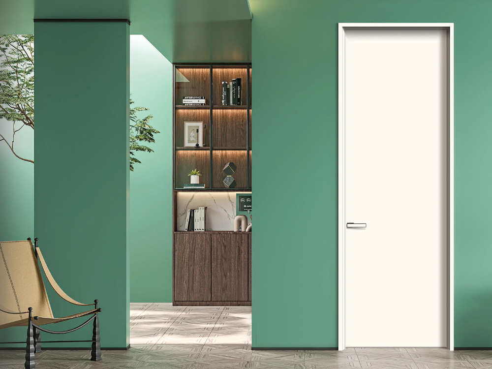 Customized Designer Aluminum Wood Grain Italia Style Waterproof Single Interior Internal Doors For Houses And Bedroom