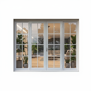 Sunnysky White Color Design Aluminum Kitchen Modern Front Doors For Houses Aluminum Frame Glass French Doors