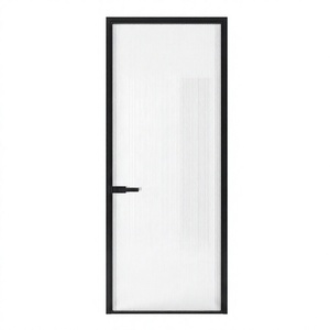 Black Aluminum Alloy Double Glazed Bathroom Door