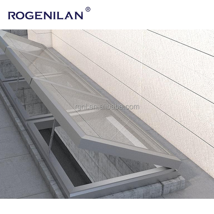 Automatic Aluminum Tempered Glazed Skylight Rooflights Residence Thermal Break Roof Electric Awning Windows