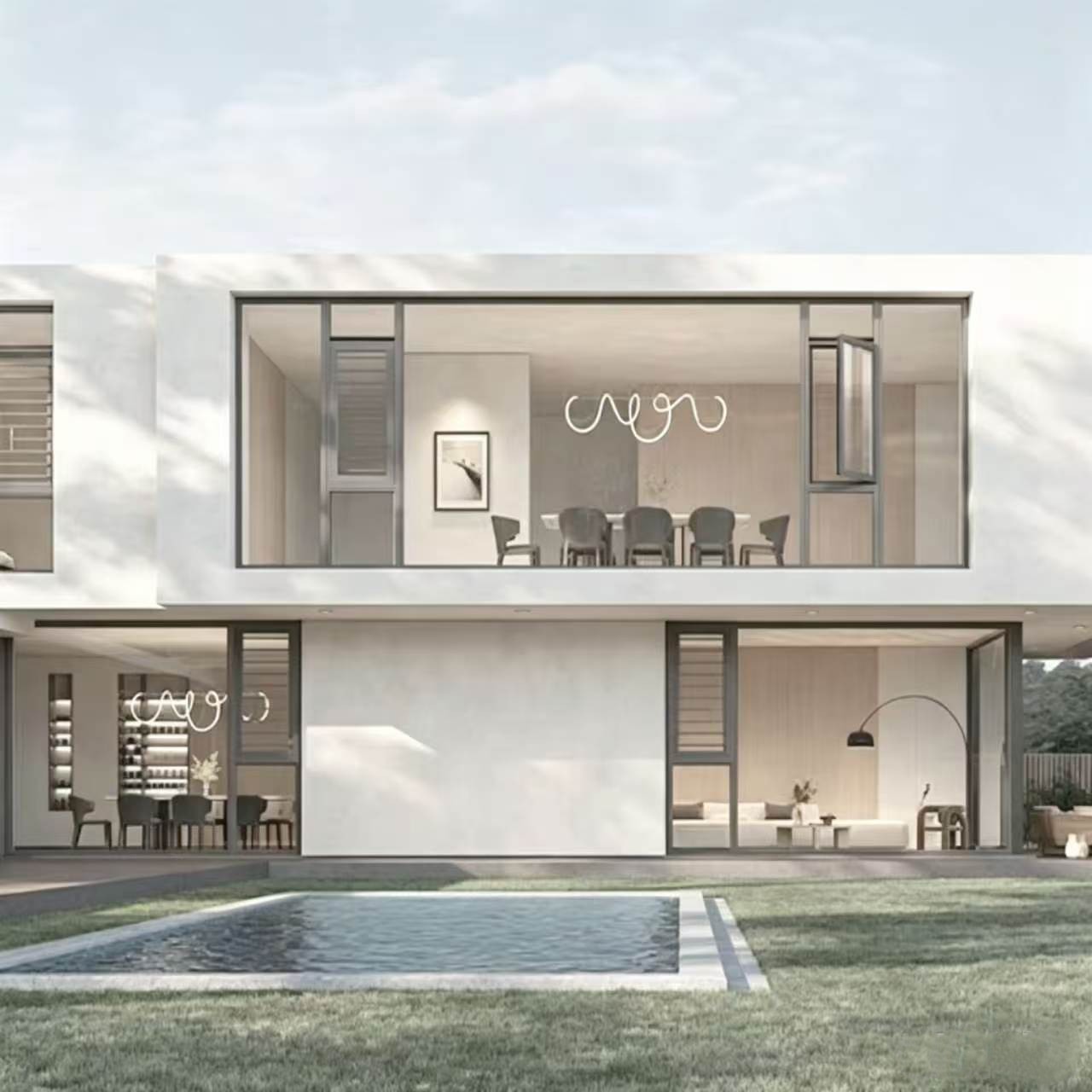 Modern Design Aluminum Alloy Casement Windows Soundproof Hurricane Resistant Bathroom Living Room Courtyard Double-layer
