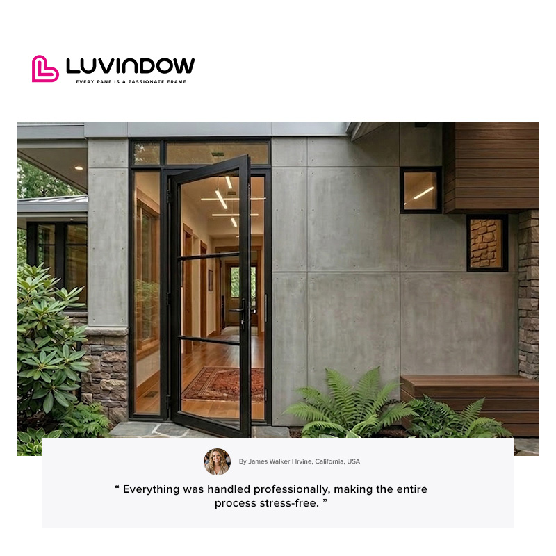 Modern Aluminum Frame Full Glass Front Entry Door Double Glazed Tempered for Villa House Exterior