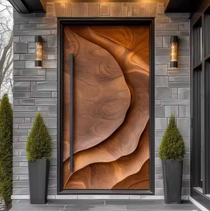 Suitable Villas Luxury 3D Design Carved Cast Aluminum Entrance Modern Finished Exterior Front Door Unique Outdoor Security Door