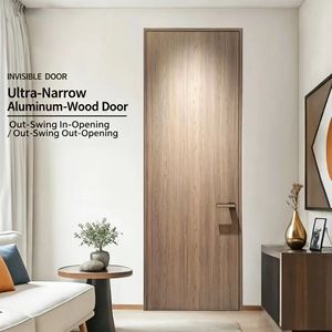 Soundproof and Moisture-resistant Aluminum-wood Door with Outward-flat, Inward-opening Design and Aluminum Alloy Frame Set