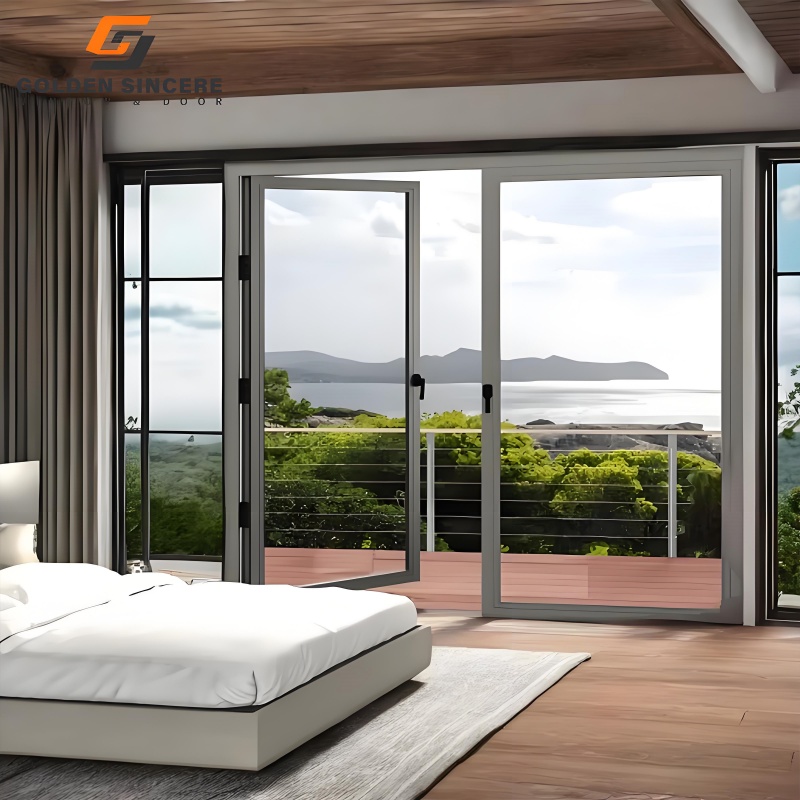 GS Custom Exterior Outside Patio Outdoor Swing Aluminum Doors Thermal Break Double Glazed Casement French Doors
