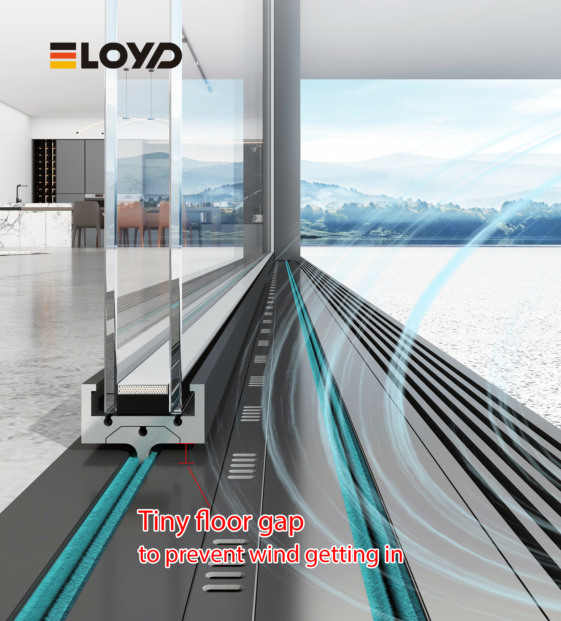 Eloyd High-End Large Half View Ultra-Narrow Aluminum Sliding Door Heavy Duty Big Panel Glass Door for Outdoor and Hotel Use