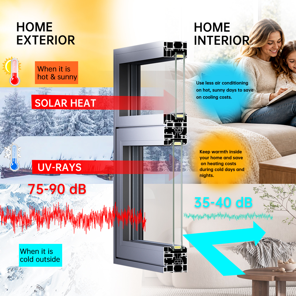 EEHE Modern Arched Thermal Insulation Casement Windows Aluminum NFRC Certified Double Glazed Soundproof Swing Windows For Villa