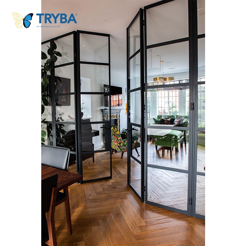 Modern Design Outdoor Aluminum Folding Patio Doors Economic Accordion Style with Multi-Locking Vertical Bi-Fold Screen