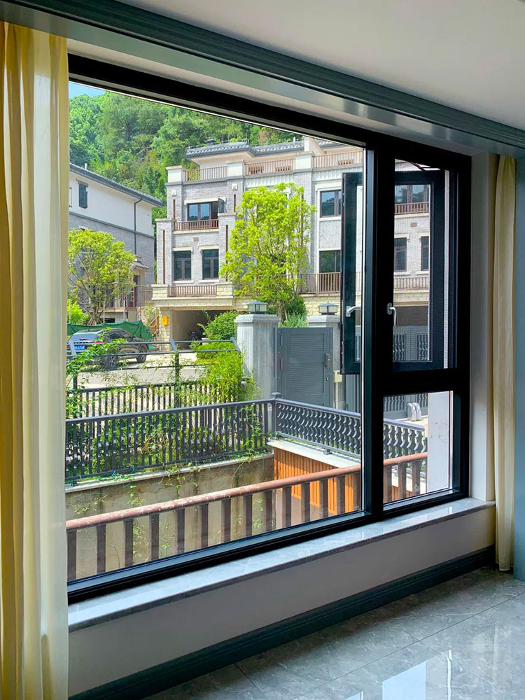 Modern Arched Aluminum Clad Wood Casement Windows Low E Glass Stainless Steel Screen Luxury Building Decoration Energy Star