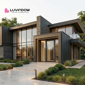Modern Aluminum Frame Full Glass Front Entry Door Double Glazed Tempered for Villa House Exterior