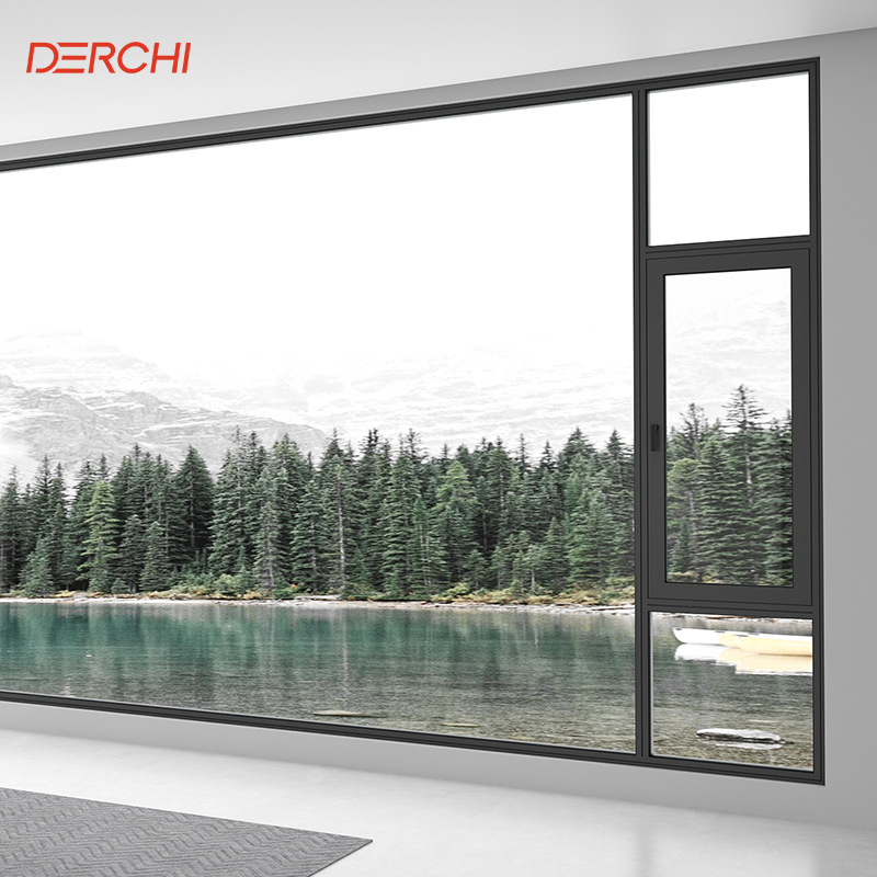 DERCHI Factory Direct Tinted Aluminum Swing Windows Outward Opening Thermal Break Double Glazed Aluminium Window
