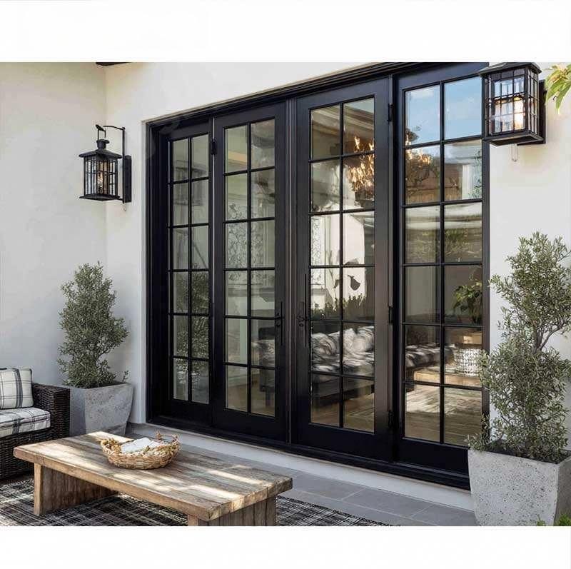 Sunnysky Factory Wholesale Residential Outdoor Main Entrance Doors Commercial Exterior Aluminum Double Glazed French Swing Door