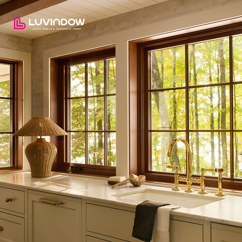 Elegant Modern Design Aluminum Clad Wood Windows Vintage Casement Windows for Houses