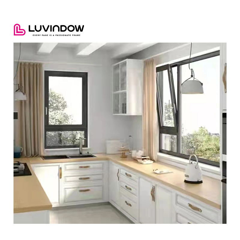 Modern Style Tilt Turn Window Low-E Glass German Hardware Aluminium Frame Swing Open for Villa-Double Glazing Horizontal Opening