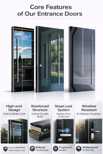 England Smart Aluminum Entry Door Villa Metal External Pivot Front Door Modern Security Cast Aluminum External Front Door