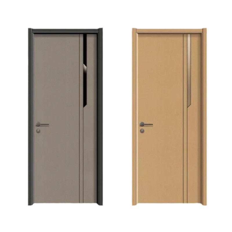 Minimalist Arch Recessed Panel Interior Wood Internal Doors Aluminium Alloy Frame Soundproof Solid Wooden Internal Doors For Indoor