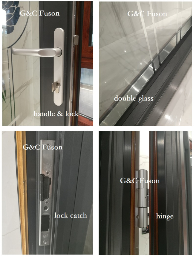 Fuson Unique Design Custom Commerical Outside Patio Outdoor Swing Aluminum Doors and Windows Double Glazed Casement French Doors